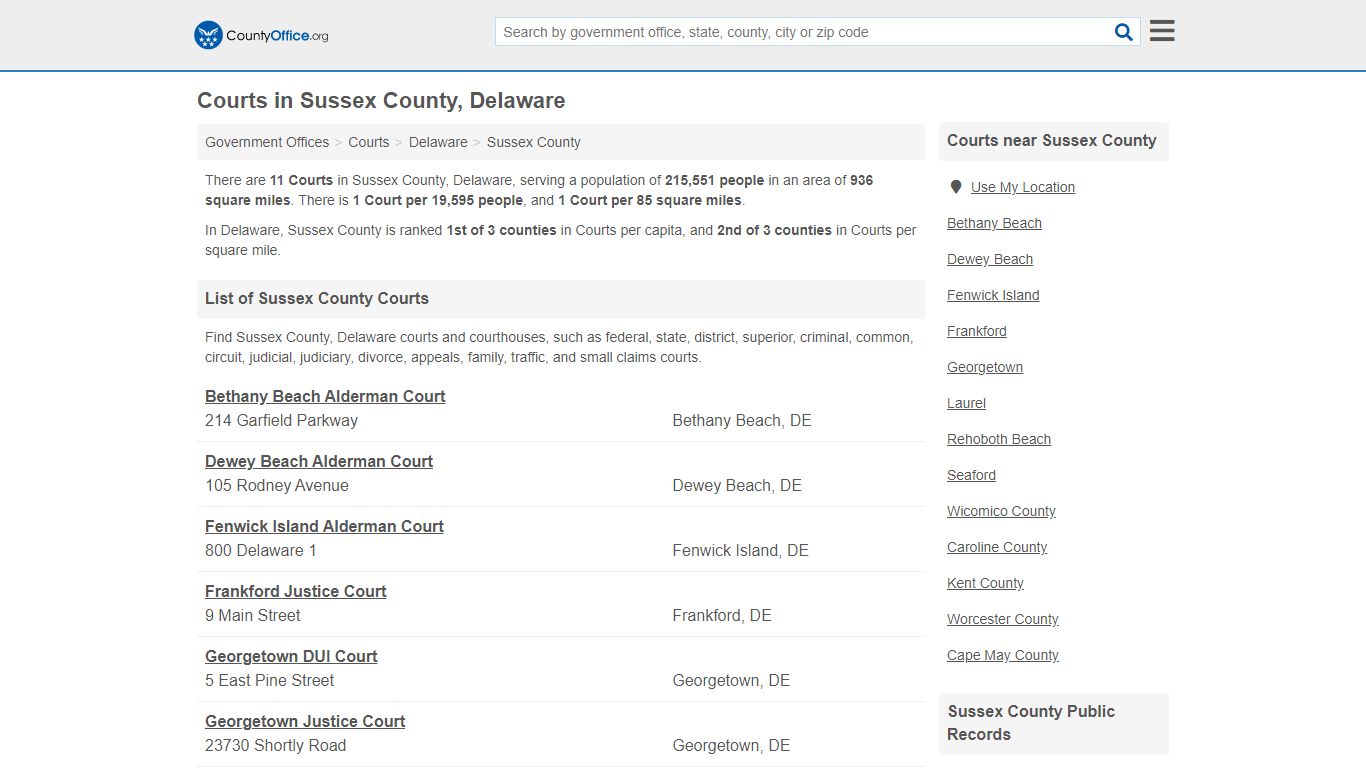 Courts - Sussex County, DE (Court Records & Calendars)